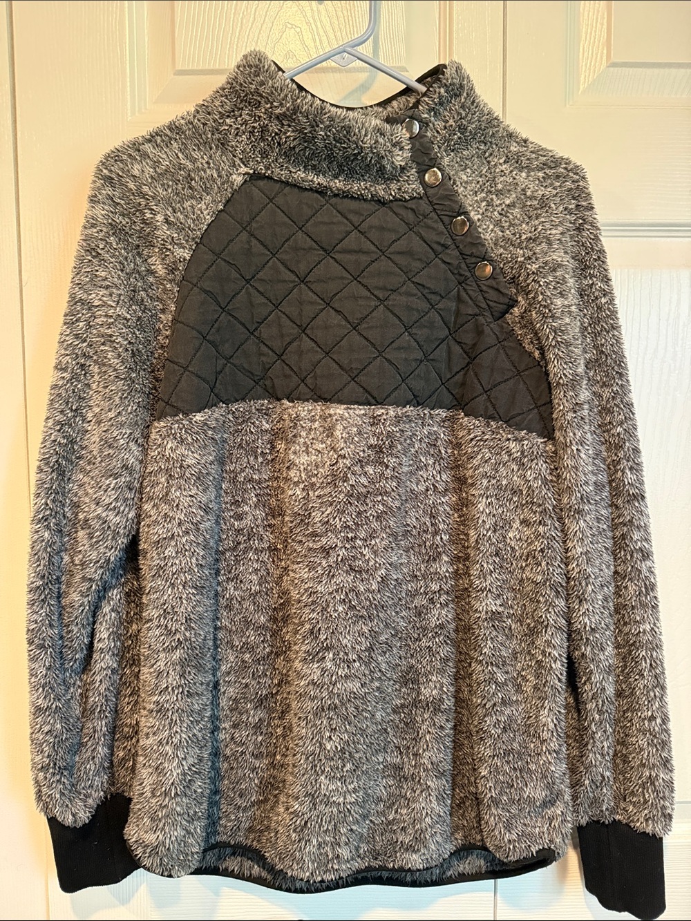 Cozy Quilted Fuzzy Pullover
